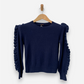 Navy Blue Cashmere Round Neck Frilled Jumper by Crewcuts