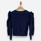 Navy Blue Cashmere Round Neck Frilled Jumper by Crewcuts