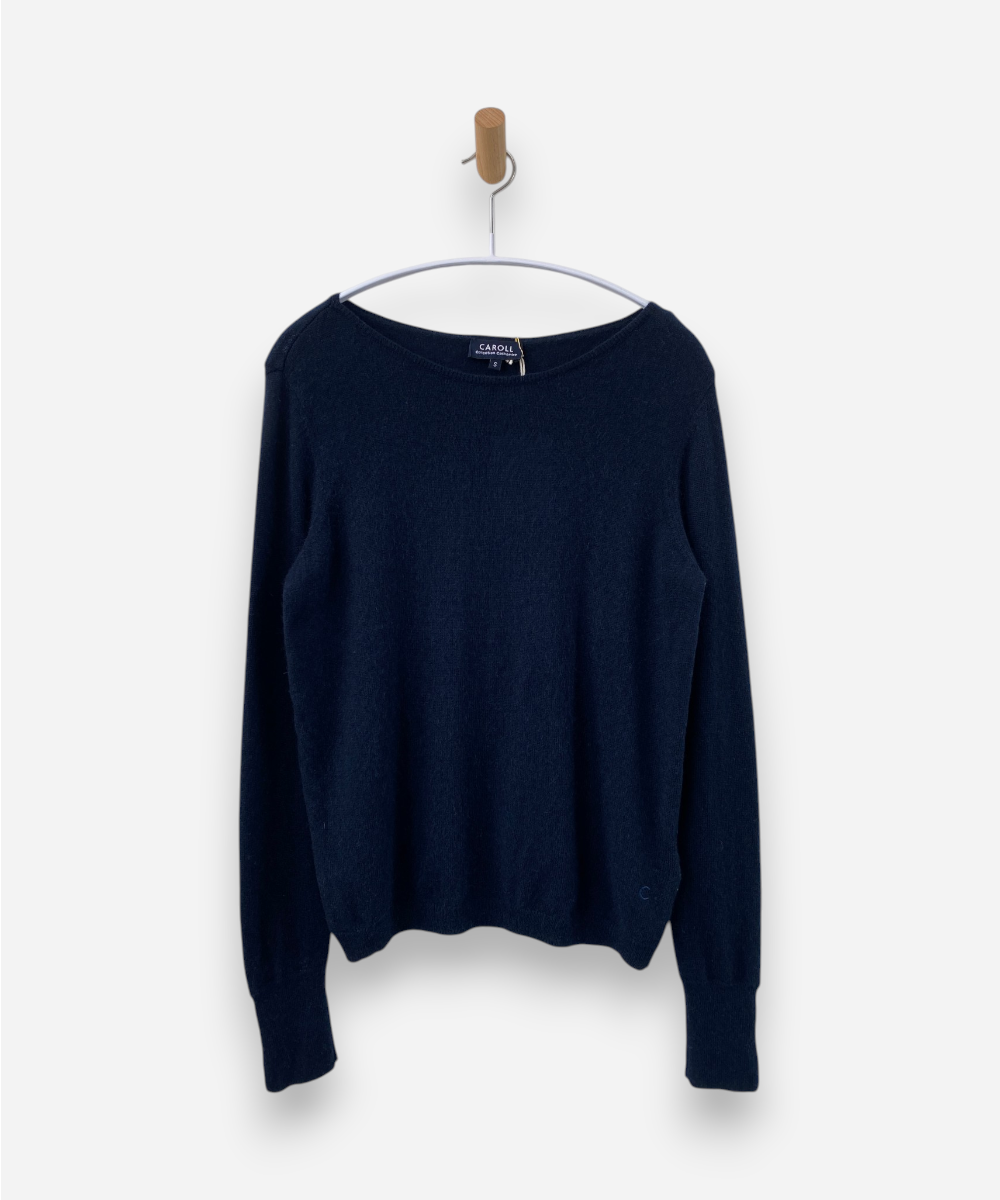 Navy Blue Cashmere Round Neck Jumper by Caroll Cashmere