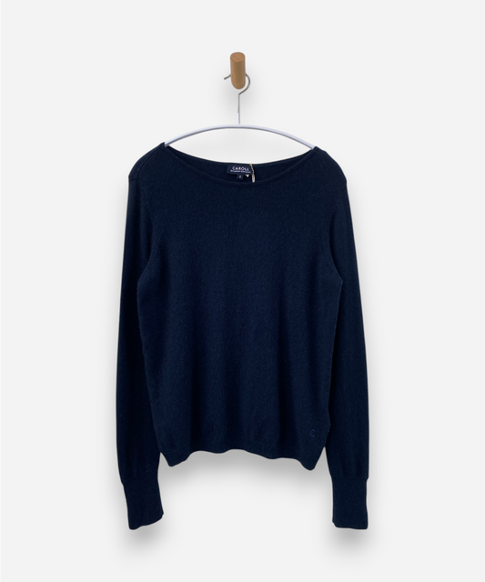 Navy Blue Cashmere Round Neck Jumper