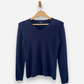 Navy Blue Cashmere V Neck Jumper by Jake S