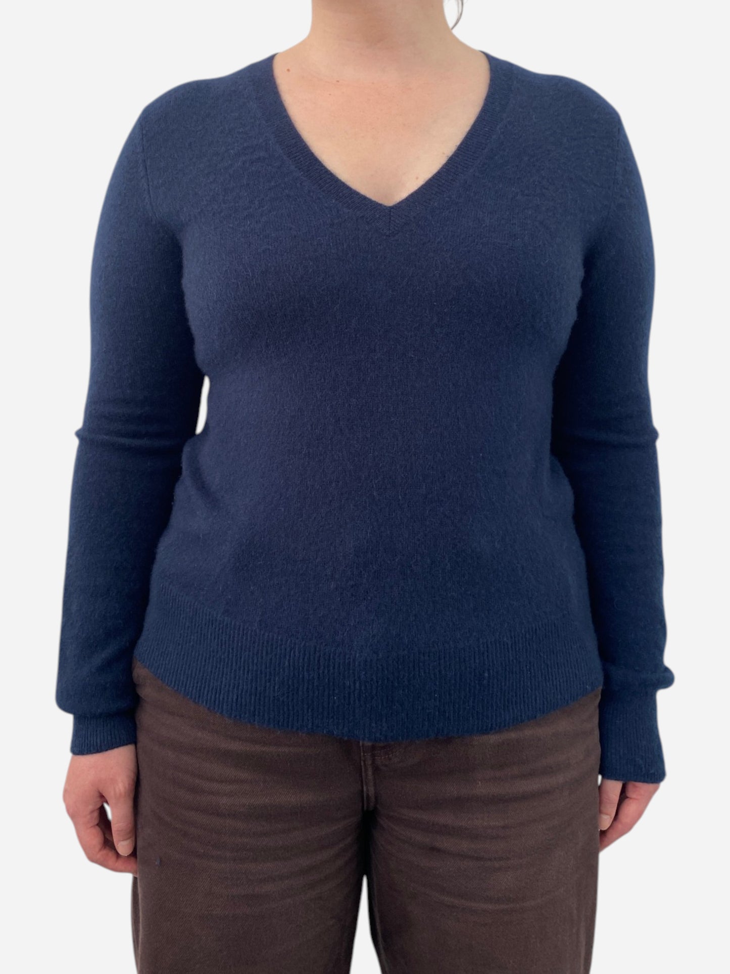 Navy Blue Cashmere V Neck Jumper by M&S