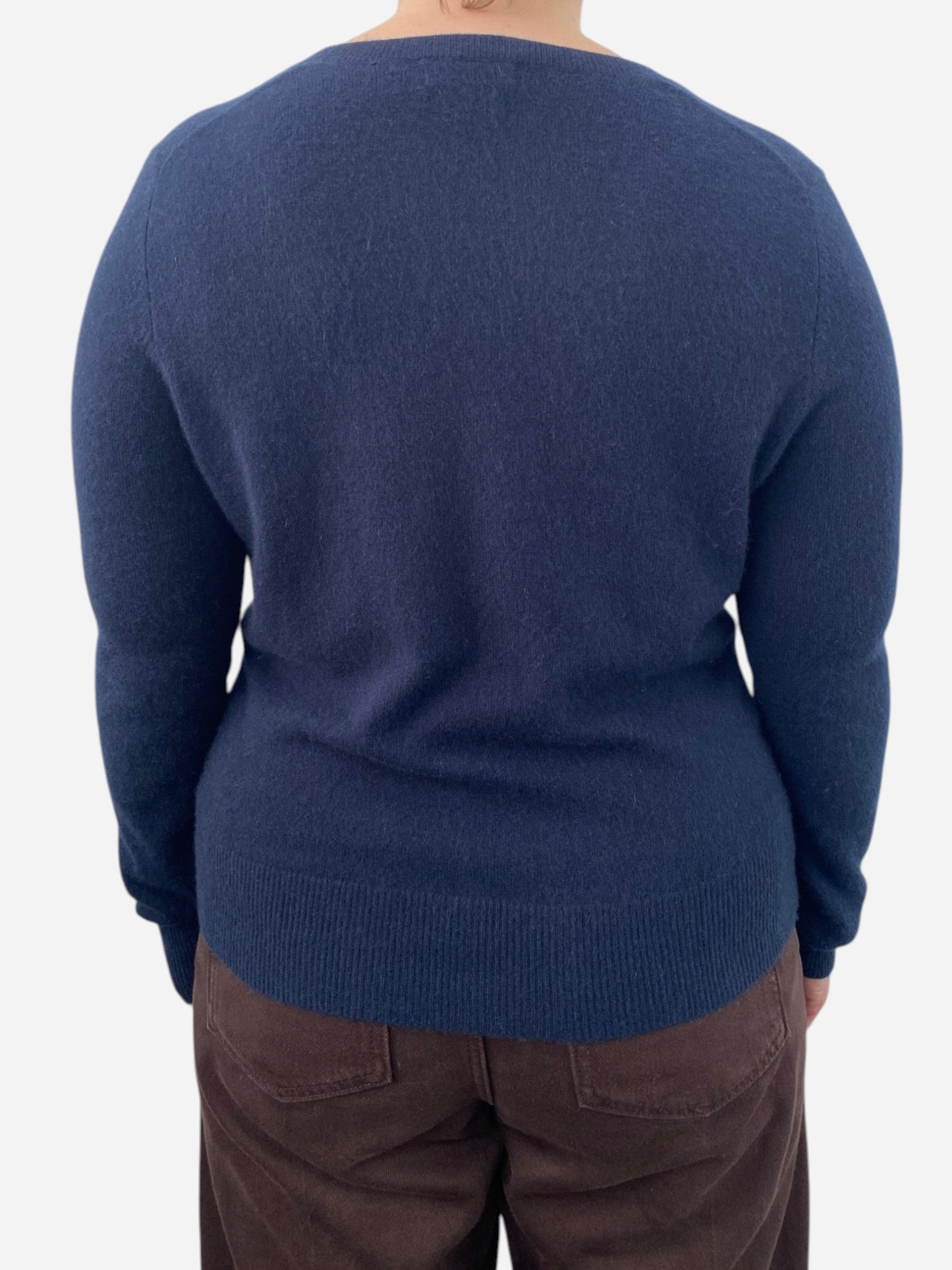 Navy Blue Cashmere V Neck Jumper by M&S