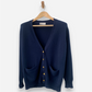 Navy Blue Chunky Cashmere V Neck Gold Nautical Buttons Cardigan by The Cashmere Centre