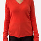 Orange Cashmere V Neck Jumper