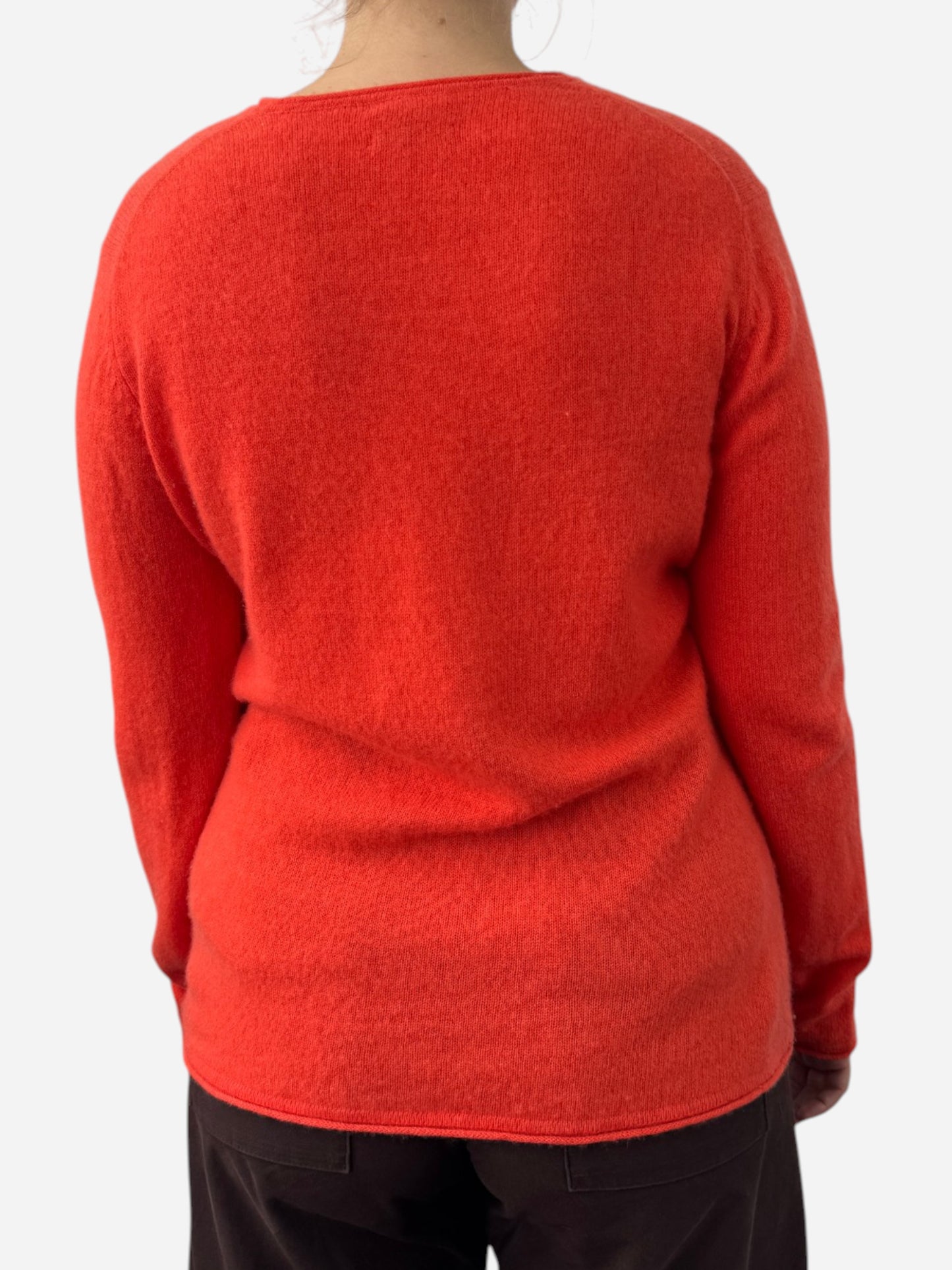 Orange Cashmere V Neck Jumper