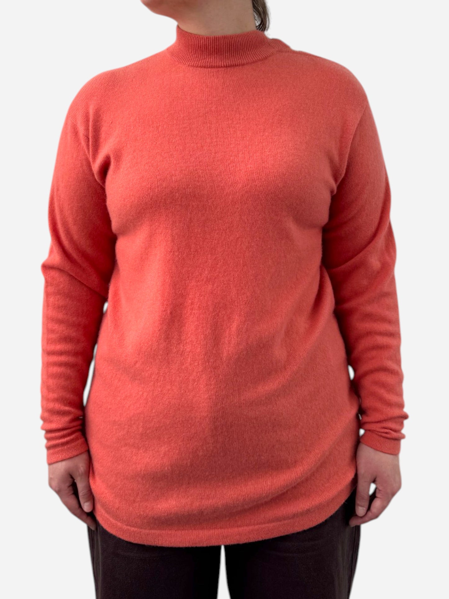 Peach Cashmere Mock Neck Jumper