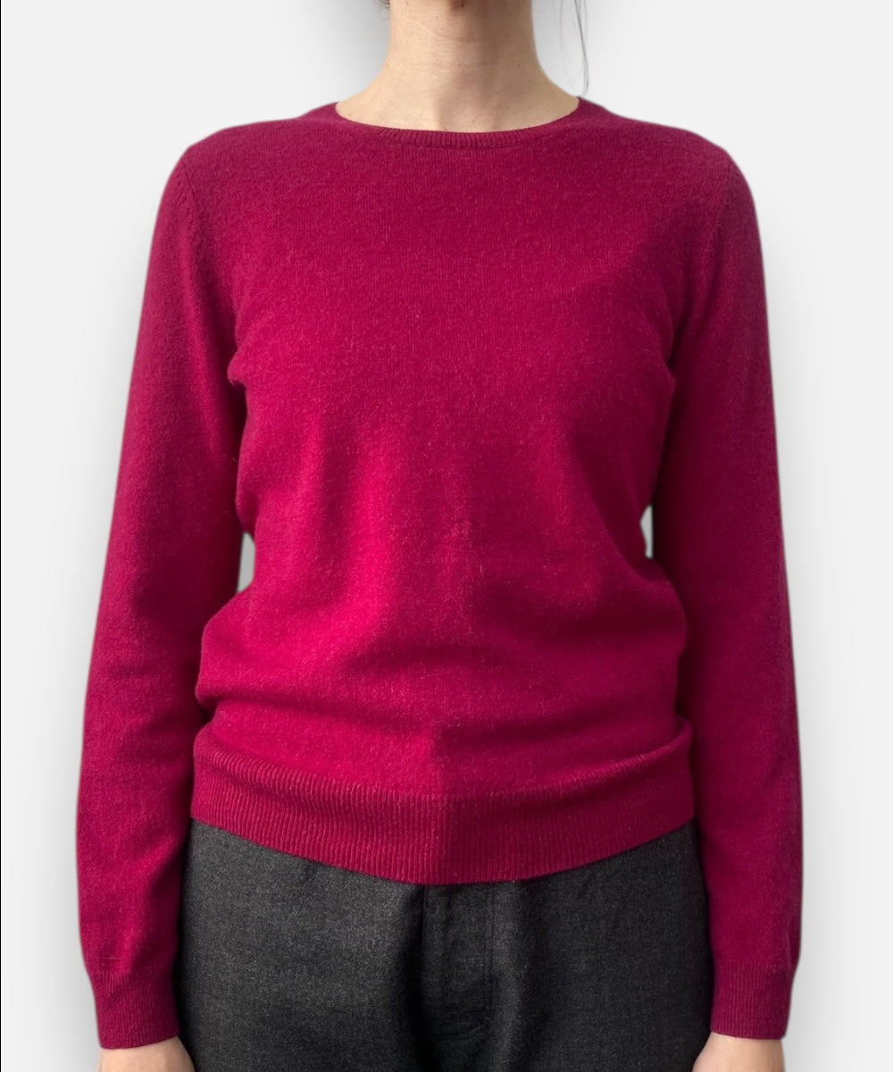 Raspberry Pink Cashmere Crew Neck Jumper