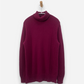 Pink Cashmere Roll Neck Chevron Ribbed Chunky Knit Jumper 