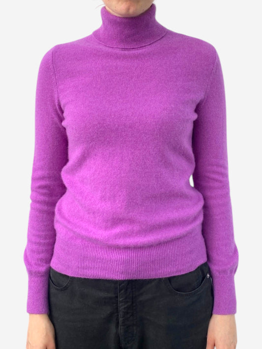 Pink Cashmere Roll Neck Jumper