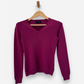 Dark Pink Cashmere V Neck Jumper