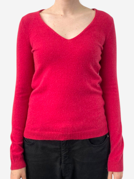 Pink Cashmere V Neck Jumper