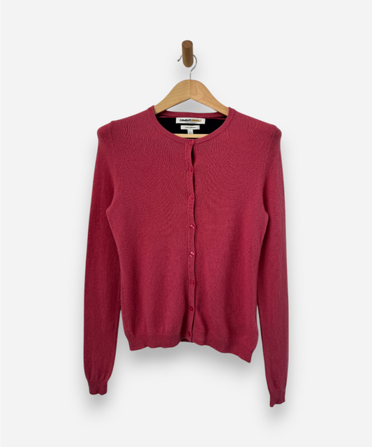Pink Cashmere Crew Neck Cardigan
