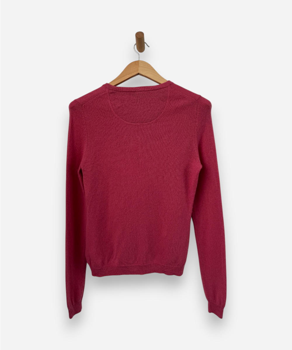 Pink Cashmere Crew Neck Cardigan