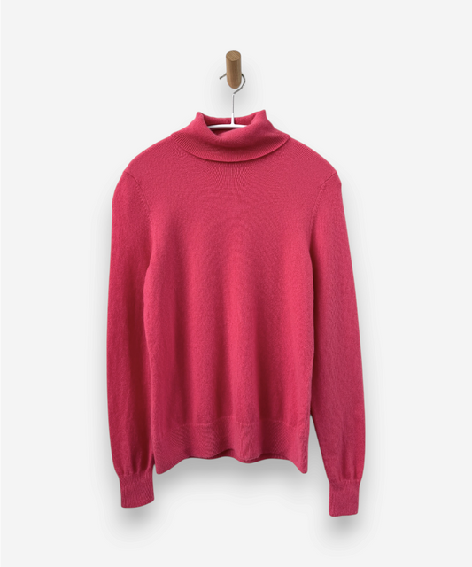 Pink Cashmere Roll Neck Jumper