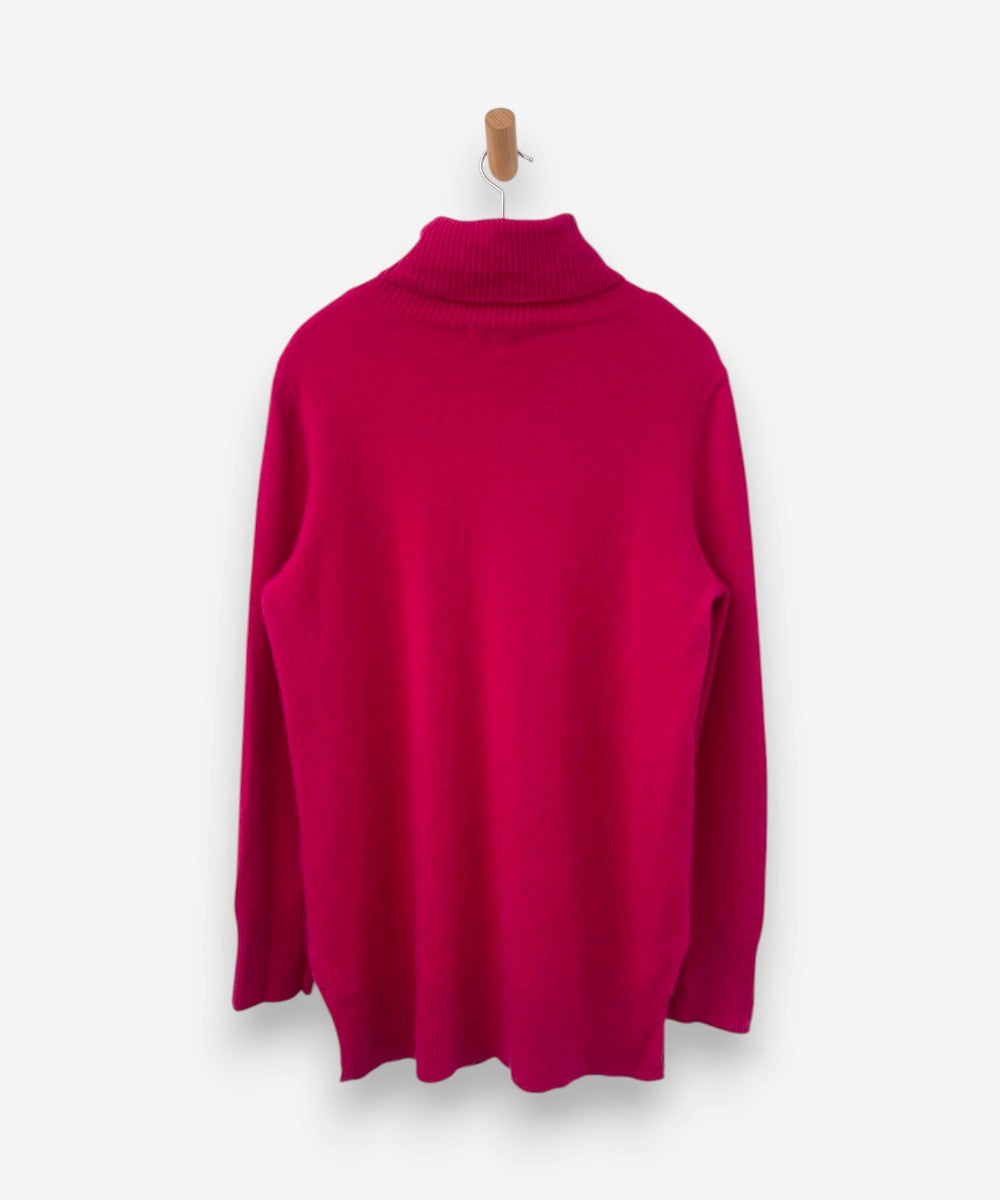 Pink Cashmere Roll Neck Tunic
