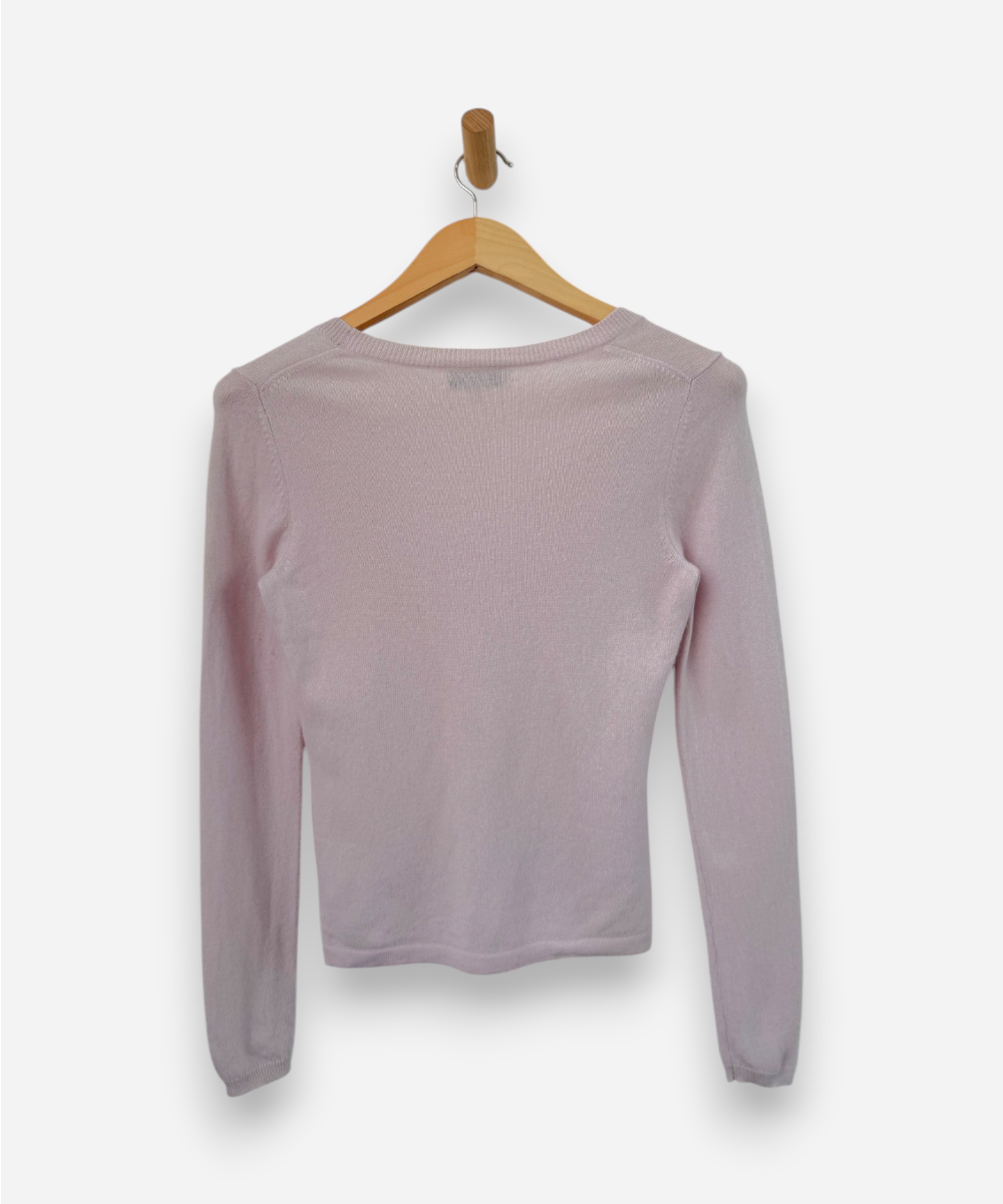 Pink Cashmere V Neck Cardigan