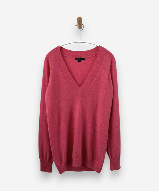 Pink Cashmere V Neck Jumper