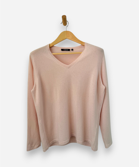Pink Cashmere V Neck Jumper