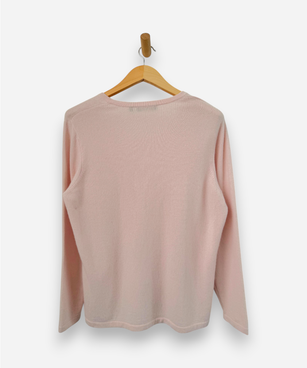 Pink Cashmere V Neck Jumper