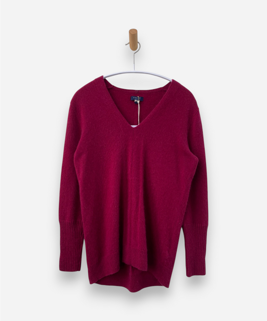 Pink Cashmere V Neck Jumper