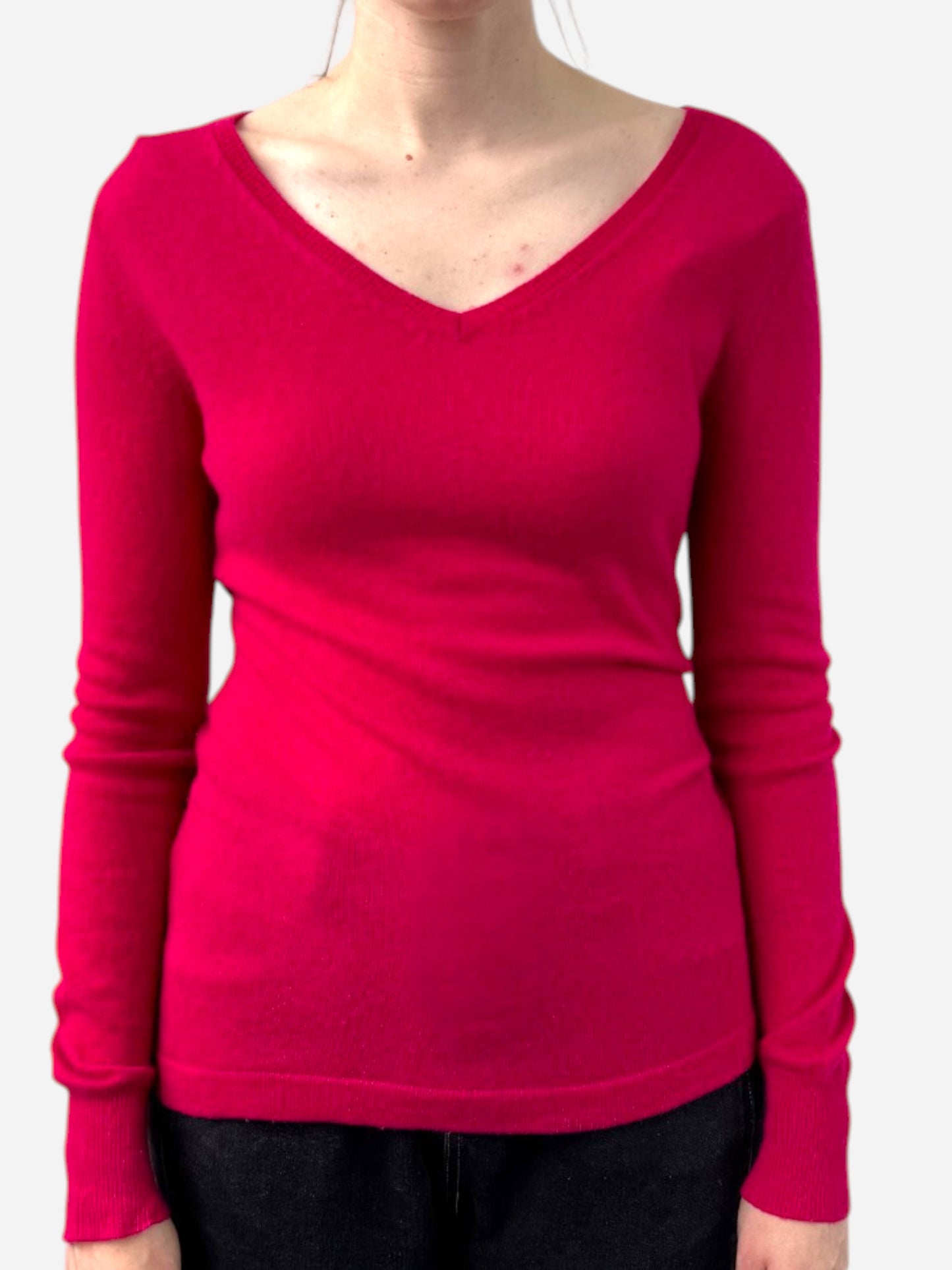 Pink Cashmere V Neck Jumper