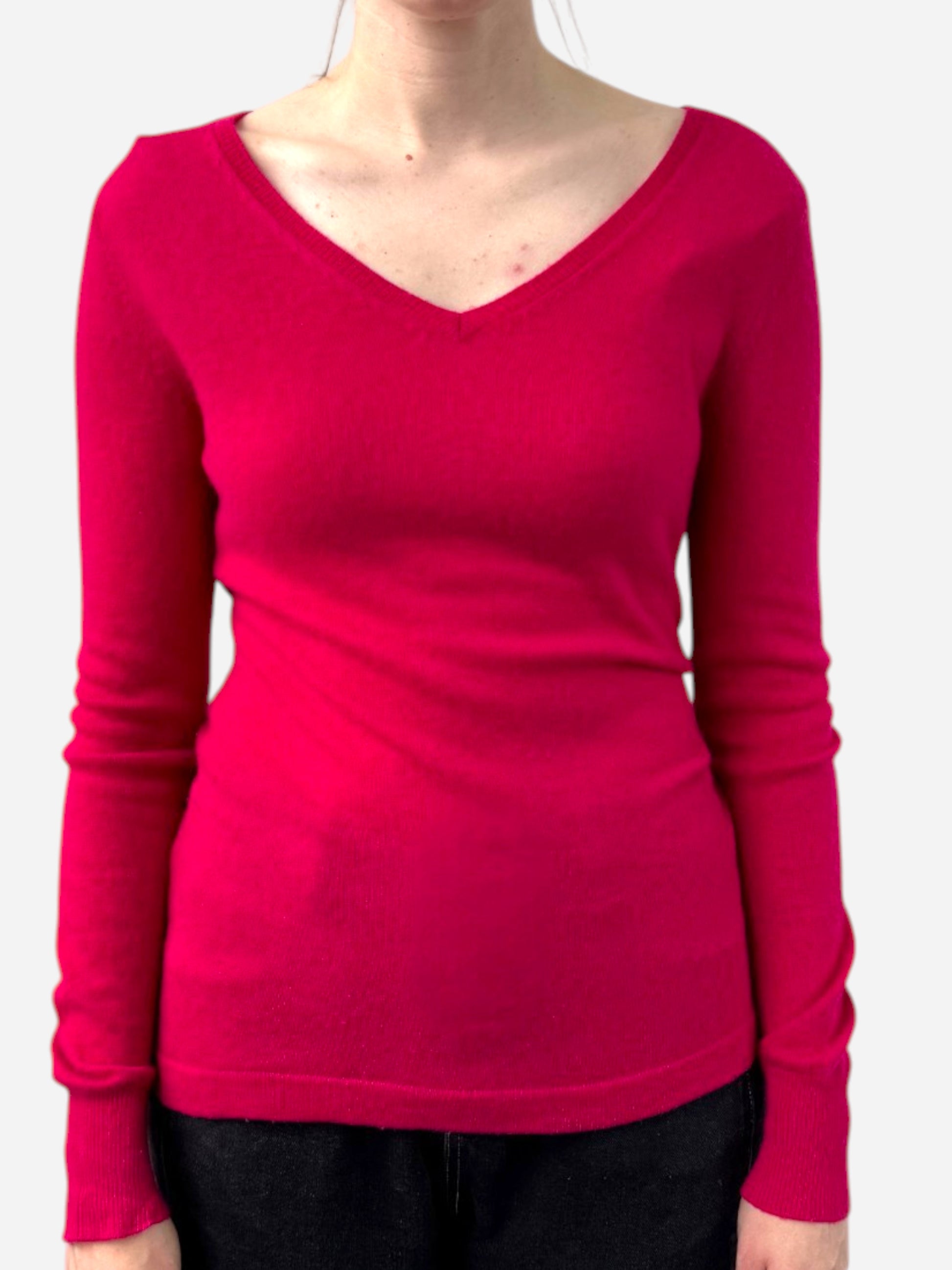 Pink Cashmere V Neck Jumper