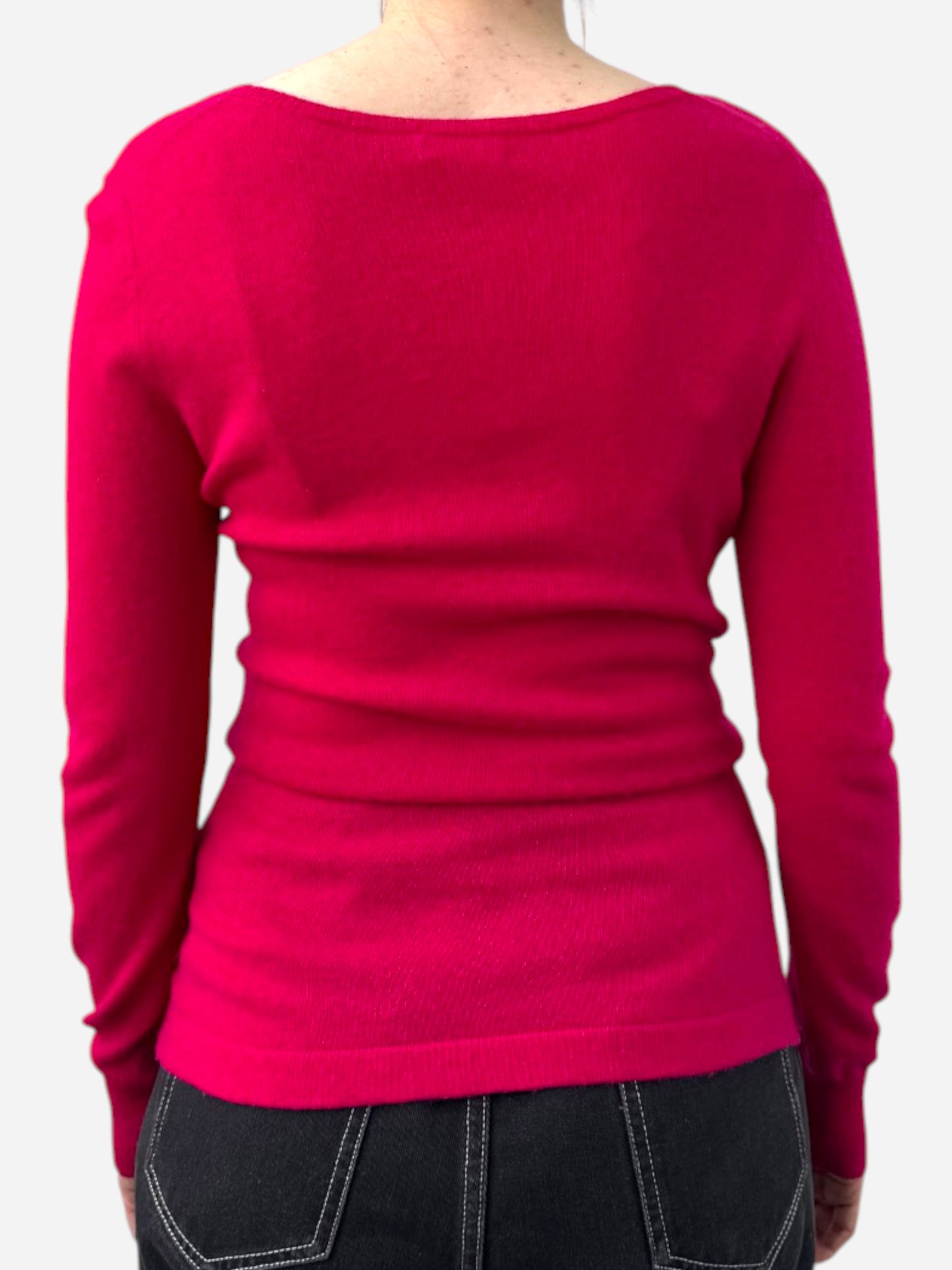 Pink Cashmere V Neck Jumper