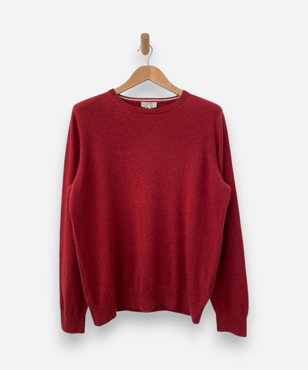 Pinky Red Cashmere Crew Neck Jumper by Nick Cosimo