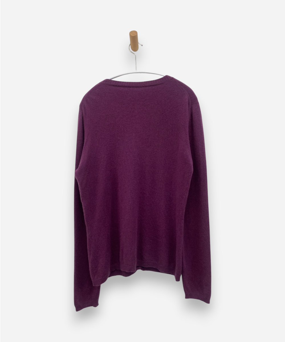 Plum Cashmere V Neck Cardigan