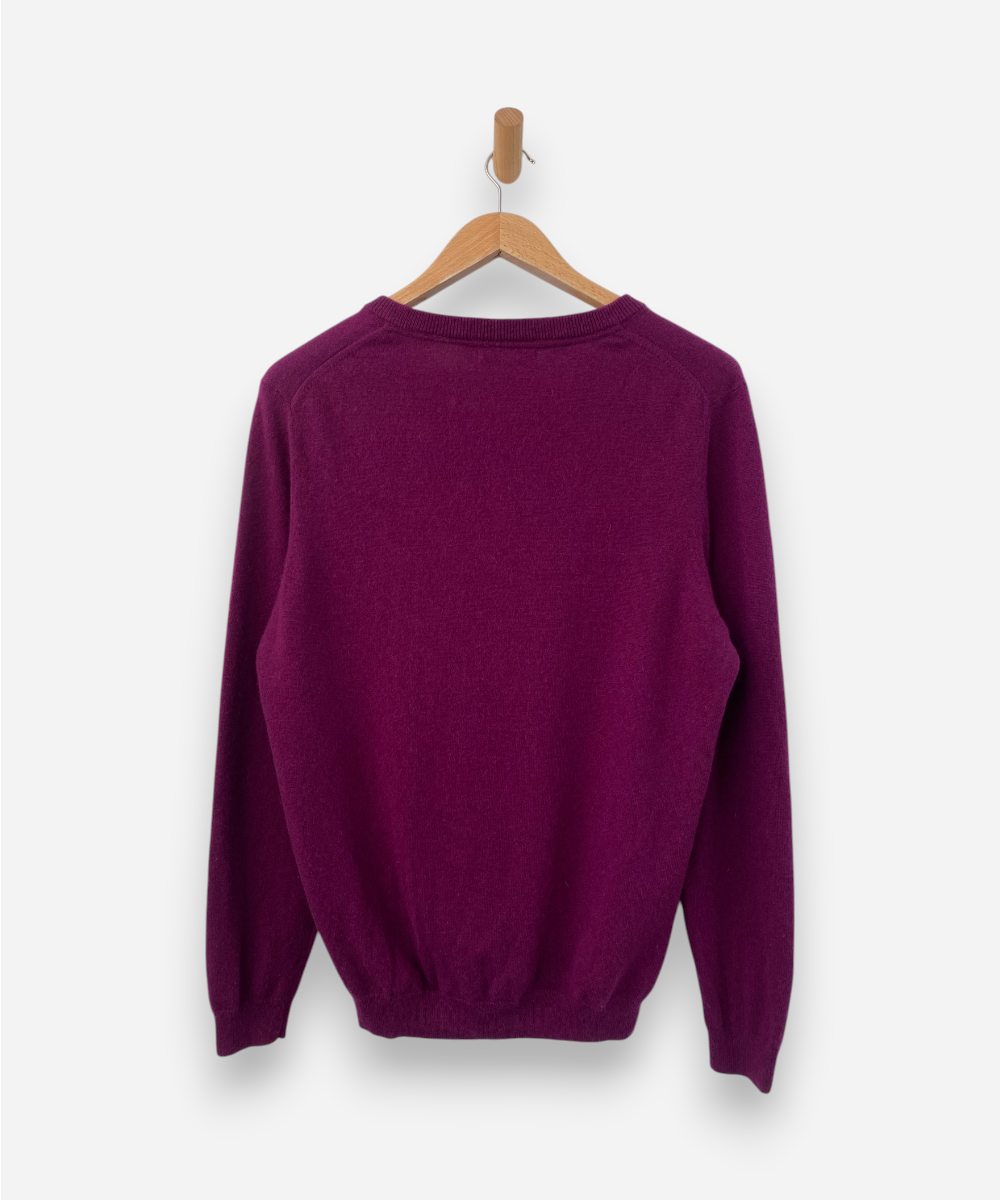 Plum Cashmere V Neck Jumper by WoolOvers