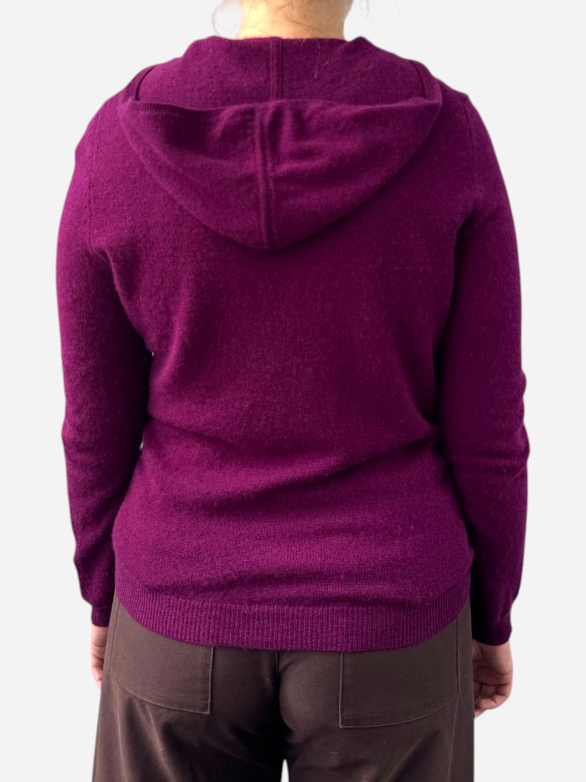 Plum Cashmere Hoodie Cardigan 