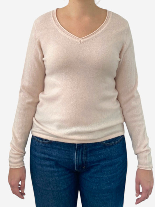 Powder Pink Cashmere V Neck Jumper by Gemo
