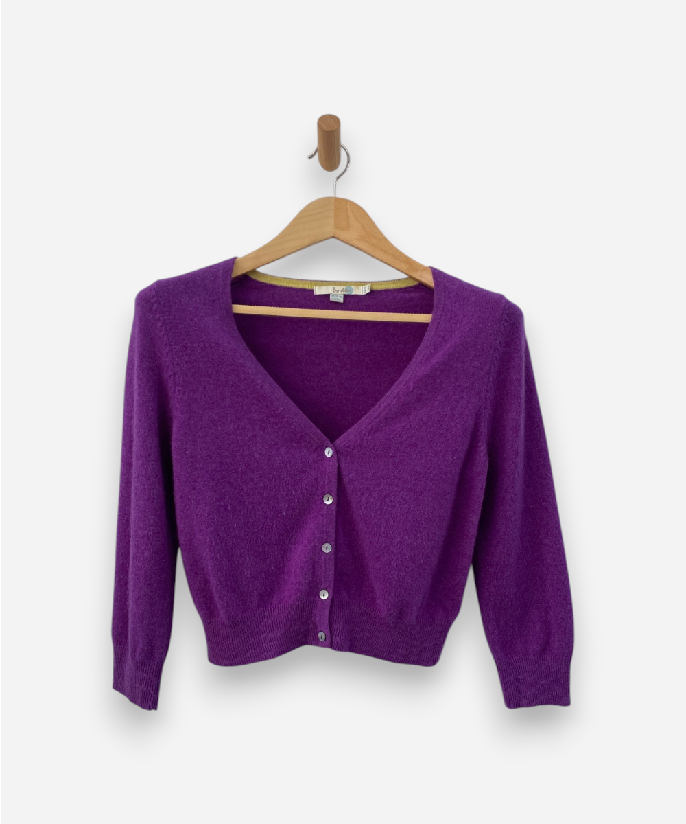 Purple Cashmere Cropped Cardigan by Boden