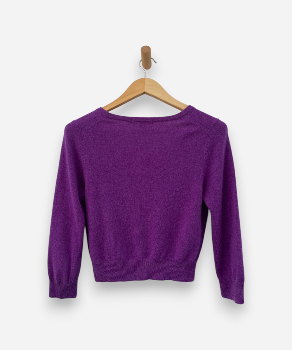 Purple Cashmere Cropped Cardigan by Boden