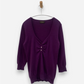 Purple Cashmere V Neck Button Accent Jumper