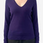 Purple Cashmere V Neck Jumper