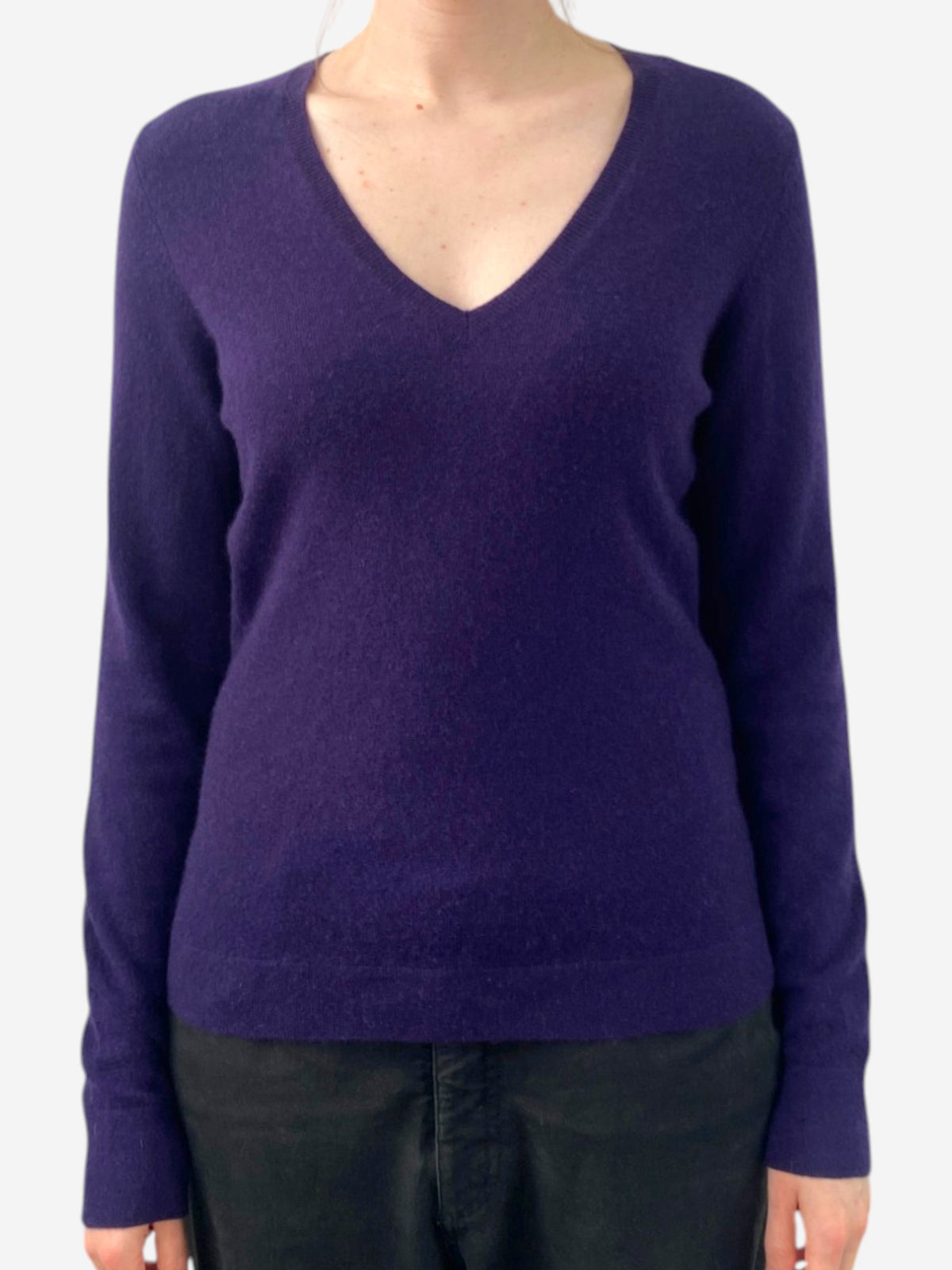 Purple Cashmere V Neck Jumper