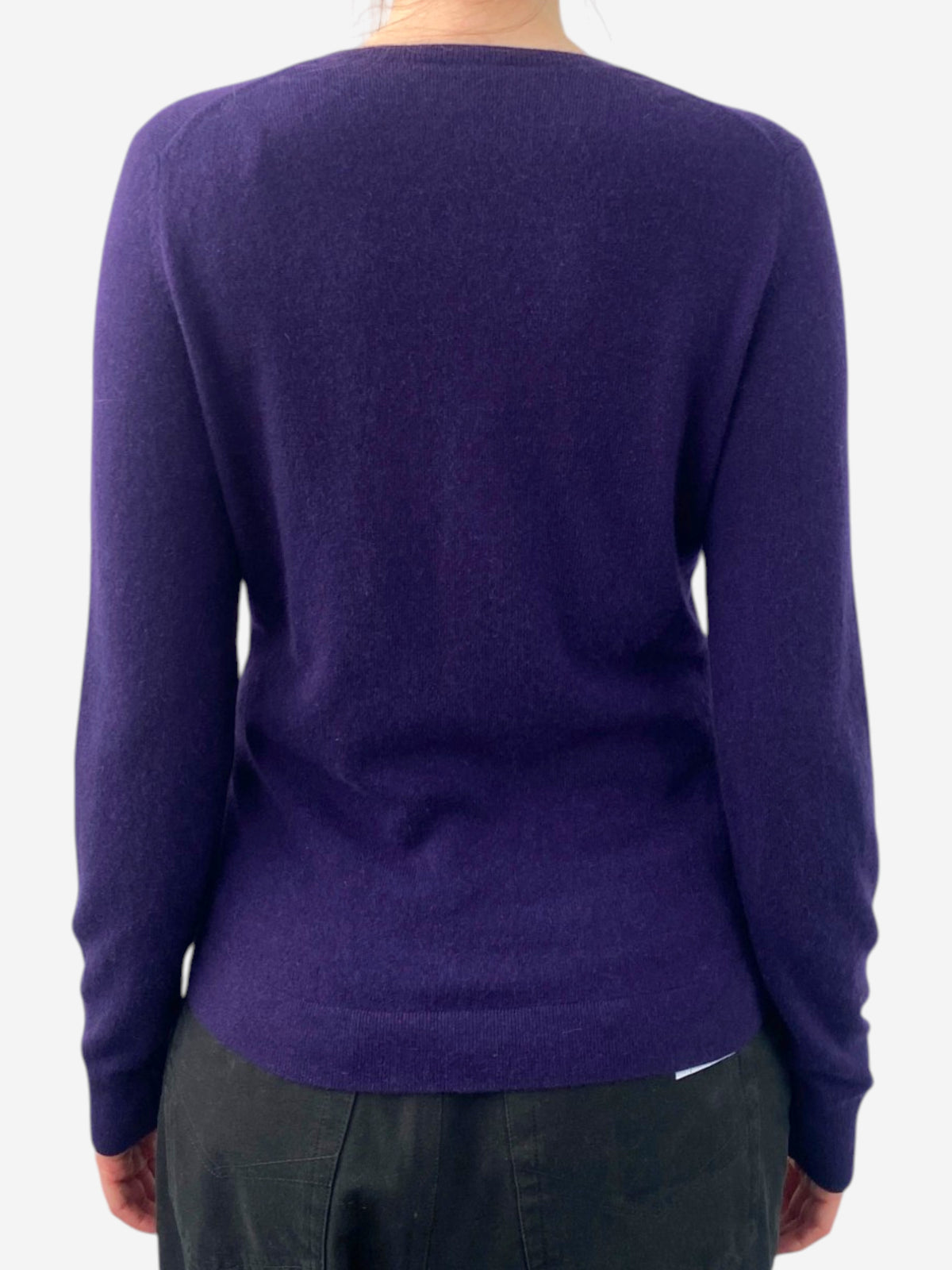 Purple Cashmere V Neck Jumper