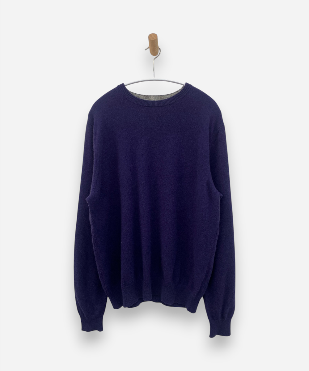 Purple Cashmere V Neck Jumper