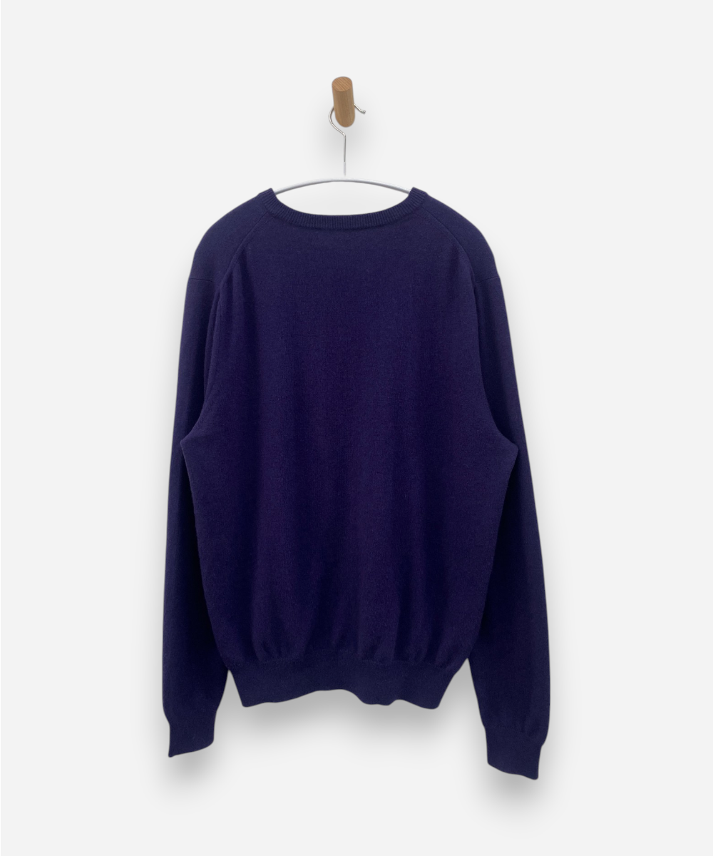 Purple Cashmere V Neck Jumper
