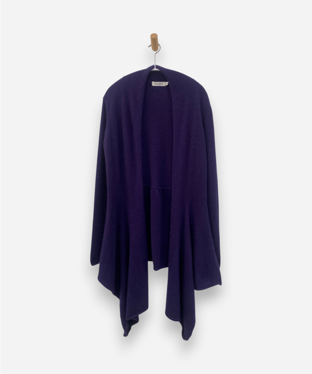 Purple Cashmere Waterfall Cardigan