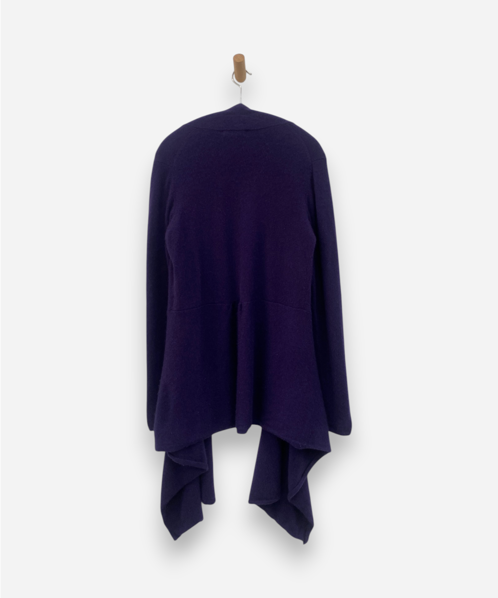 Purple Cashmere Waterfall Cardigan