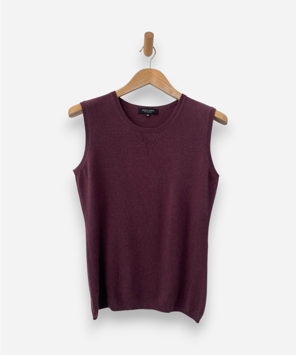 Purple Cashmere Round Neck Vest by Philo Sofie
