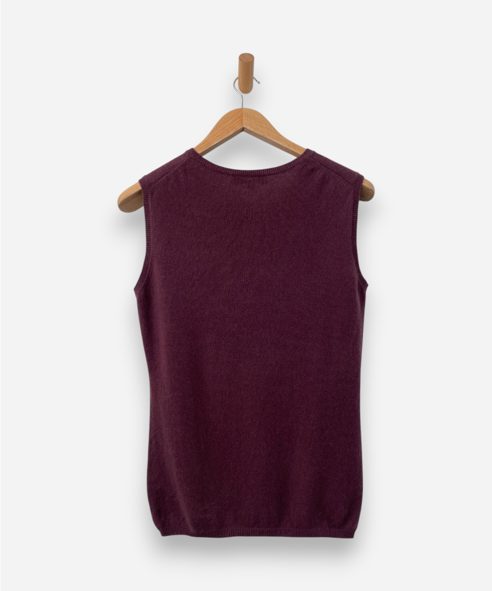 Purple Cashmere Round Neck Vest by Philo Sofie