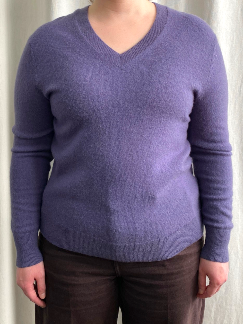 Purple Cashmere V Neck Jumper by UniQlo