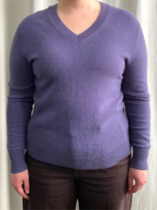 Purple Cashmere V Neck Jumper by UniQlo