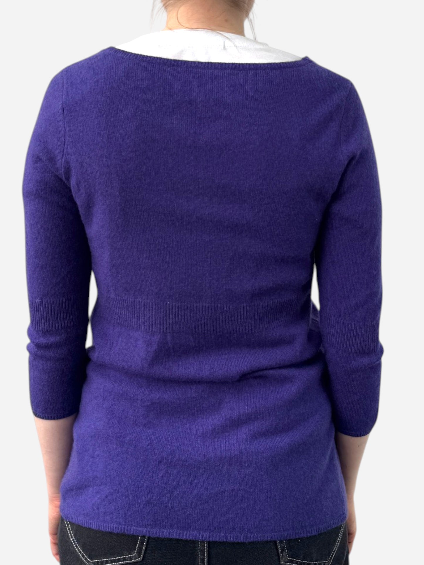 Purple Cashmere Round Neck Cardigan