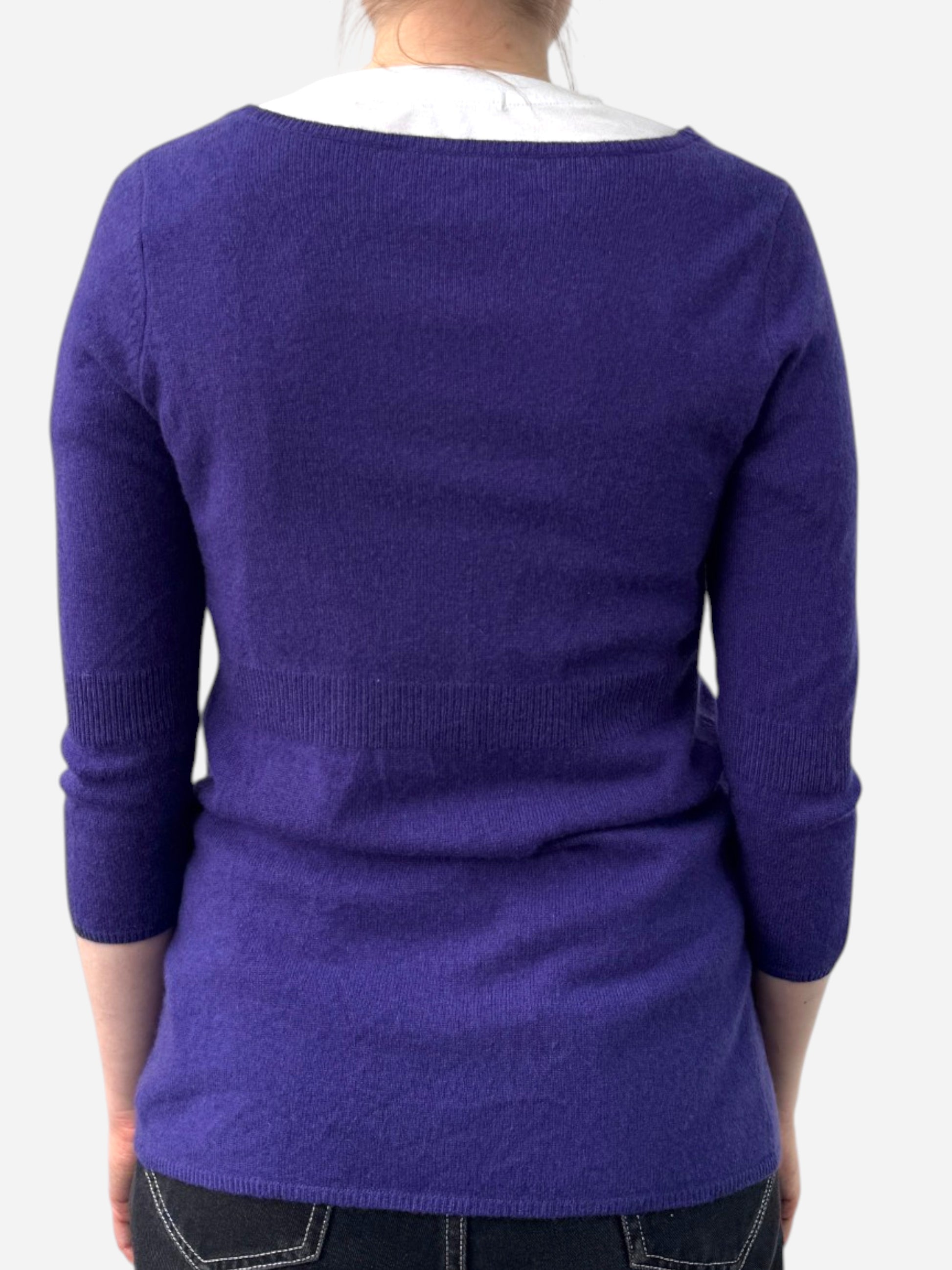 Purple Cashmere Round Neck Cardigan