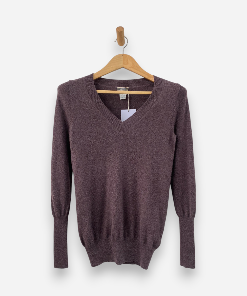 Purple Cashmere V Neck Jumper by JCrew